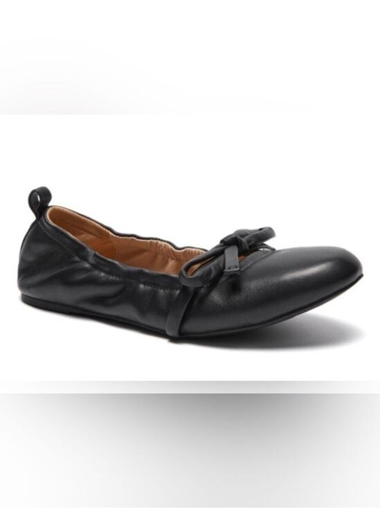 Silent D Shoes - Silent D Bella black leather slip on tie ballet flats size 37/6